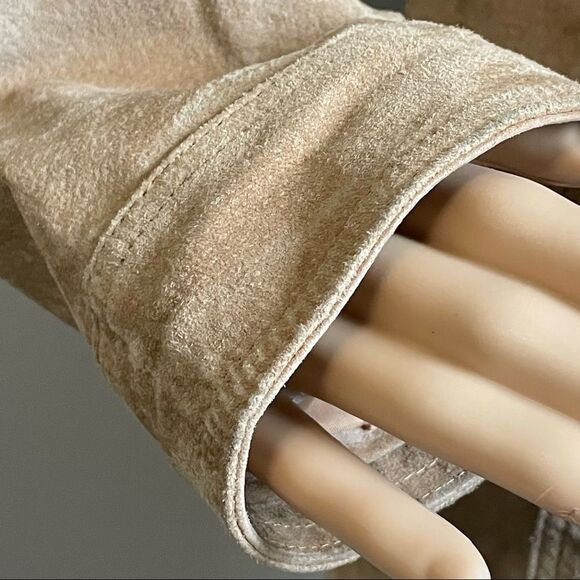 Brandon Thomas Tan Leather Jacket Cutout Turquoise Design Beaded Detail Medium - Picture 5 of 16